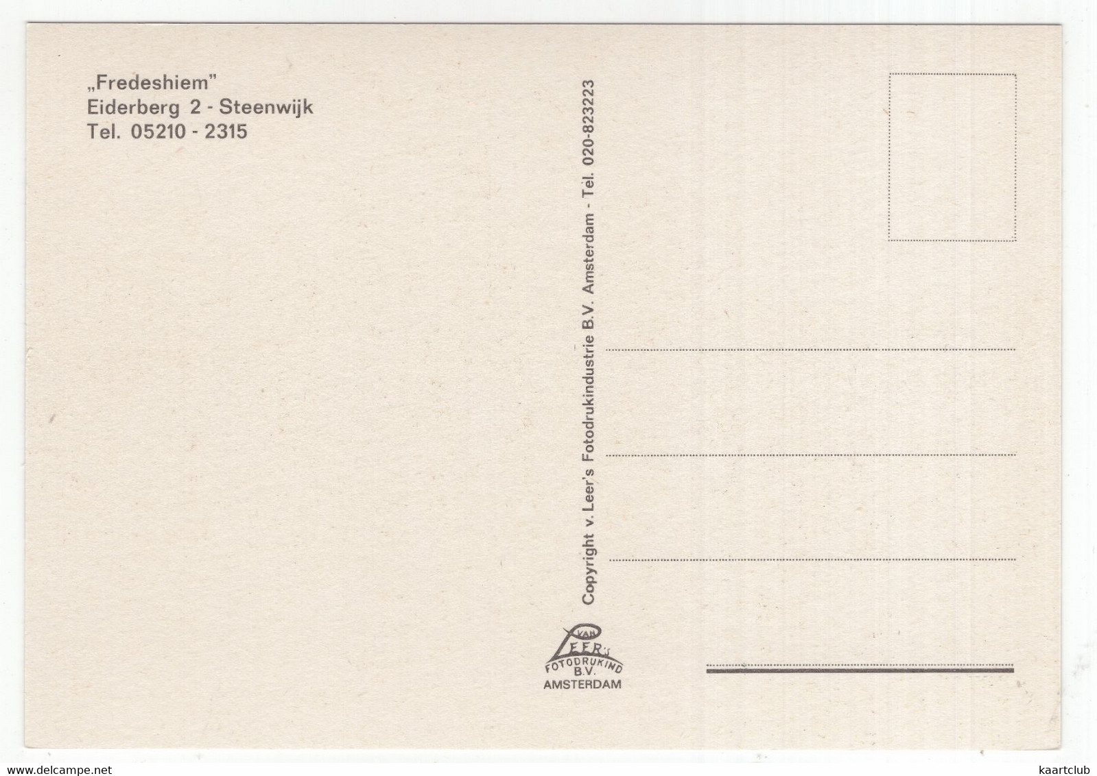 Steenwijk  - 'Fredeshiem', Eiderberg 2 - (Ov., Nederland)  - Entrée - Steenwijk