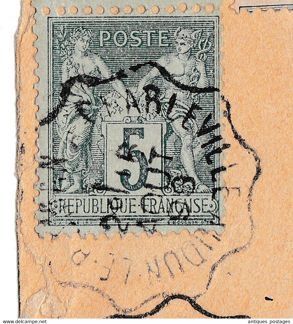 Lettre 1898 Cachet Ambulant Audun Le Roman à Charleville Leipzig Allemagne 1898 Paire Sage 5 Centimes + Piquage - 1898-1900 Sage (Type III)