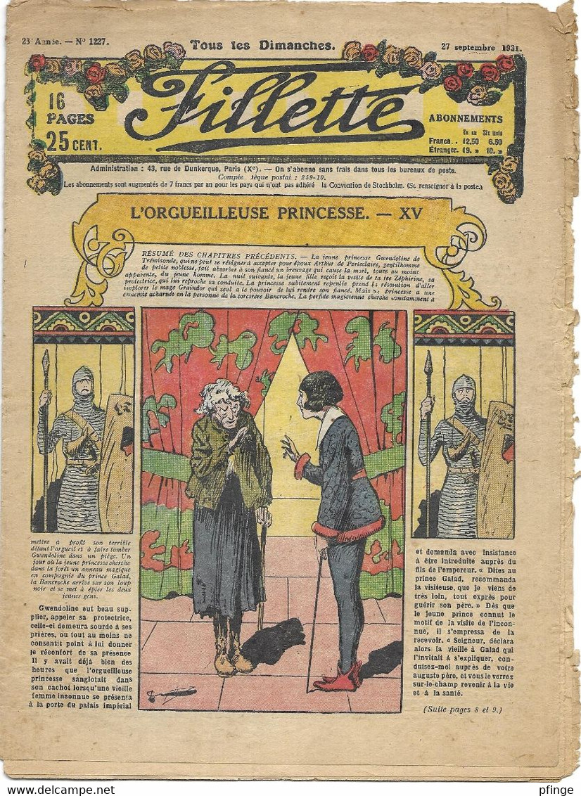 Fillette N°1227 Du 27 Septembre 1931 - Fillette