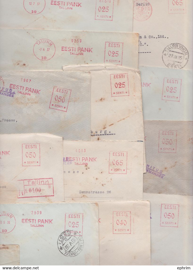 Eesti Pank Tallinn Estonie Estonia Lettre EMA Affranchissement Machine Meter Mail Lot De 12 Enveloppes Banque 1934/1937 - Estonia