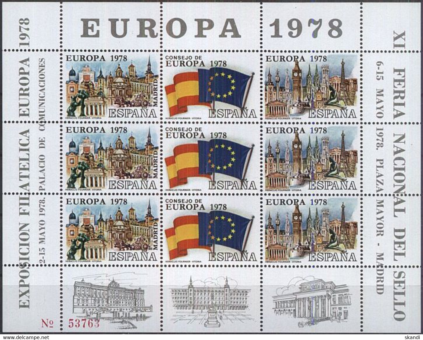 SPANIEN 1978 Block Europa 1978 Sonderdruck ** MNH - Commemorative Panes