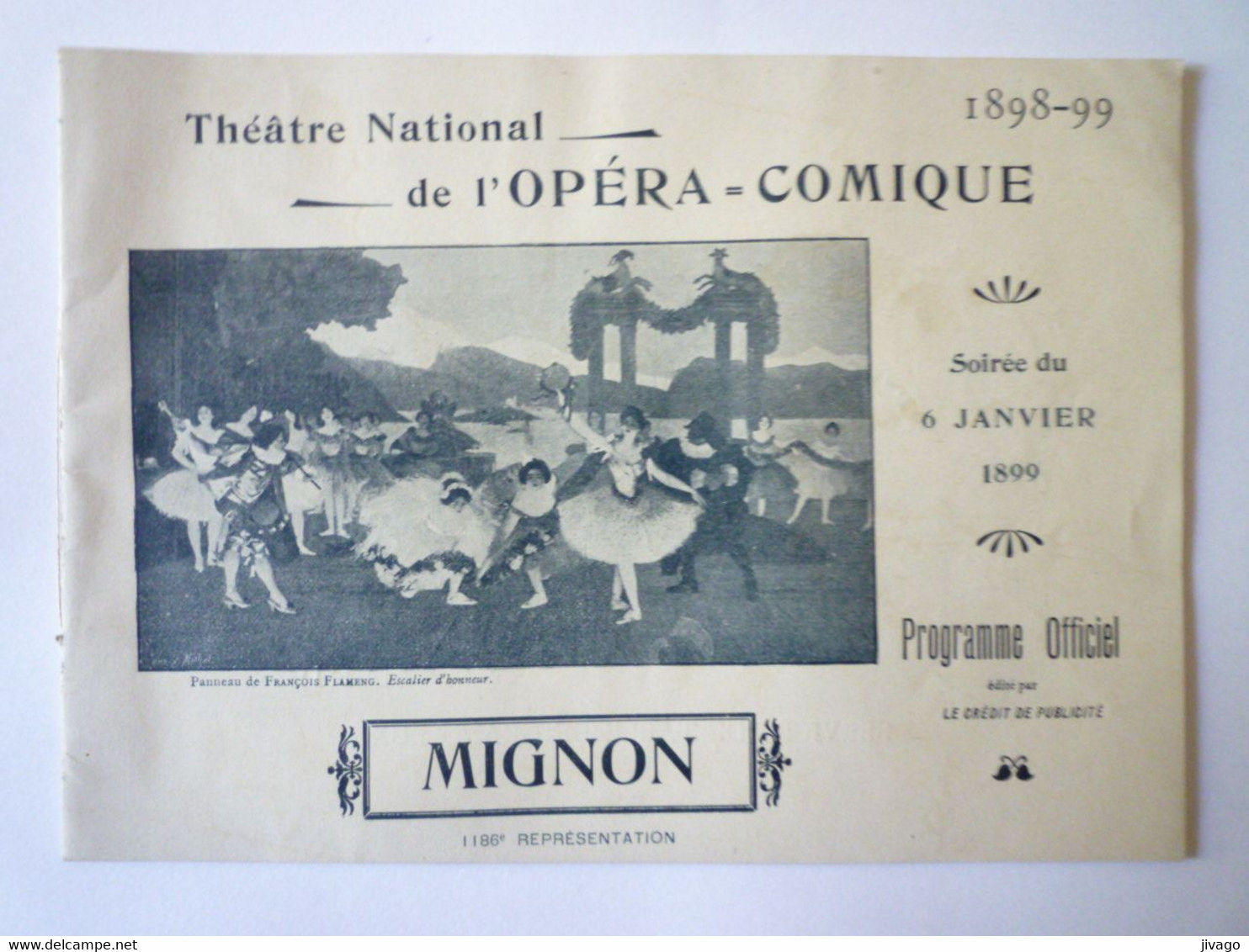 2021 - 2619  PROGRAMME De L'OPERA COMIQUE  1898 - 1899  (22 Pages - Format 18 X 13cm)   XXX - Programmes