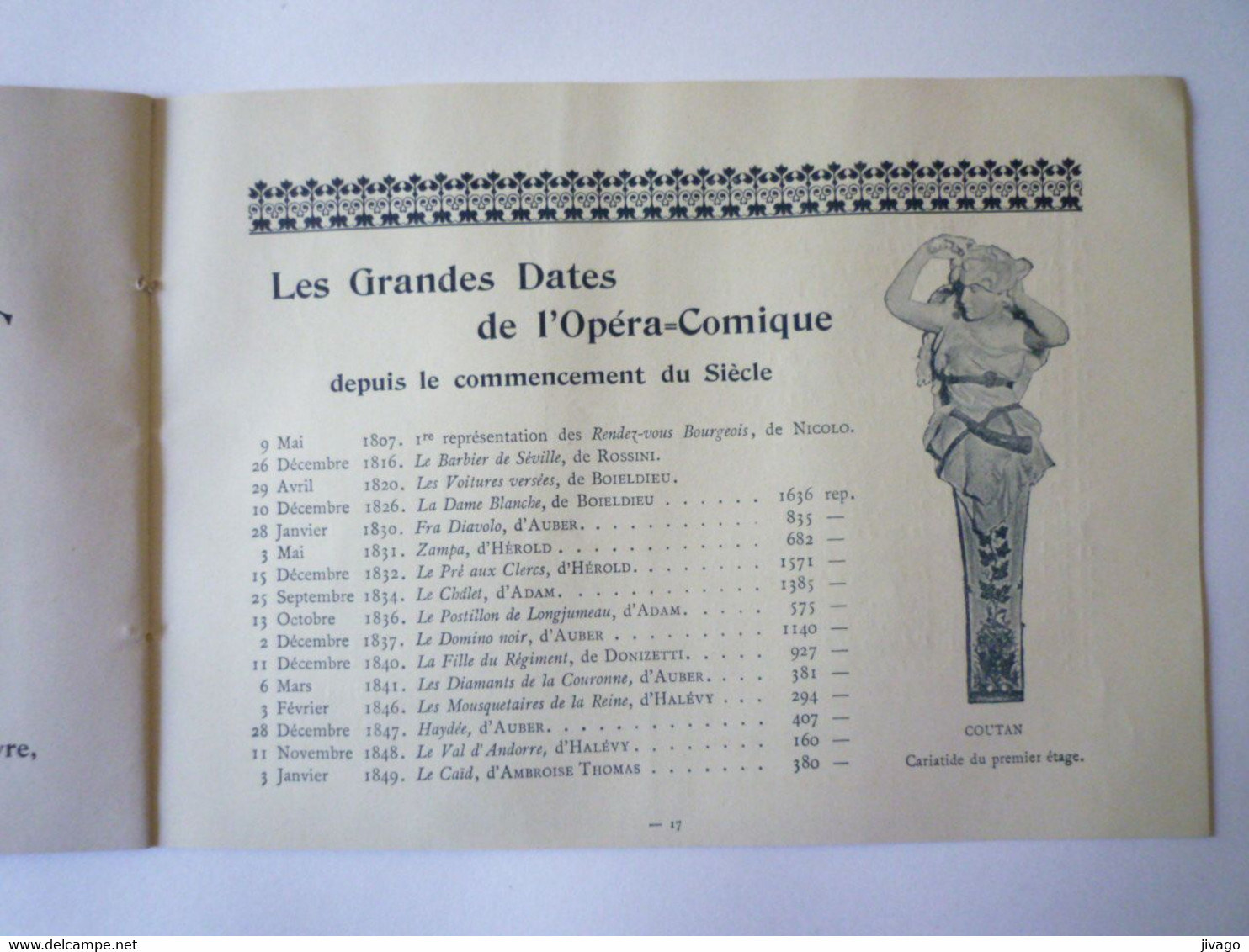 2021 - 2619  PROGRAMME De L'OPERA COMIQUE  1898 - 1899  (22 Pages - Format 18 X 13cm)   XXX - Programmes