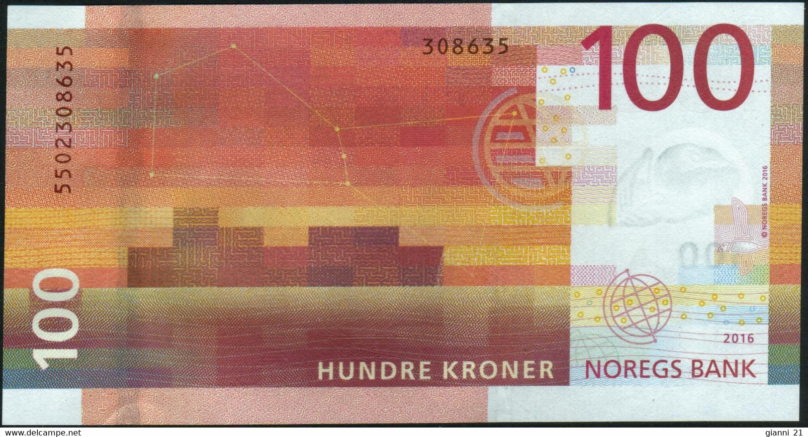 ♛ NORWAY - 100 Kroner 2016 {Norges Bank} UNC P.54 - Norway