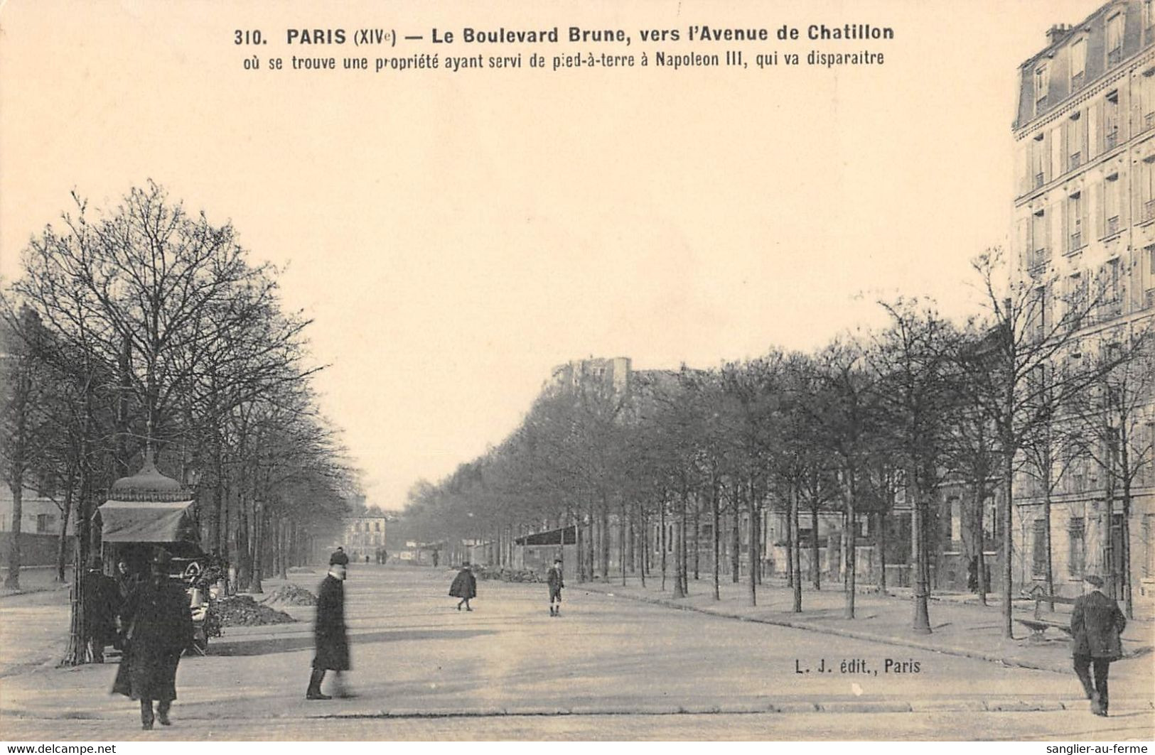 CPA 75 PARIS XIVe LE BOULEVARD BRUNE VERS L'AVENUE DE CHATILLON - Paris (14)