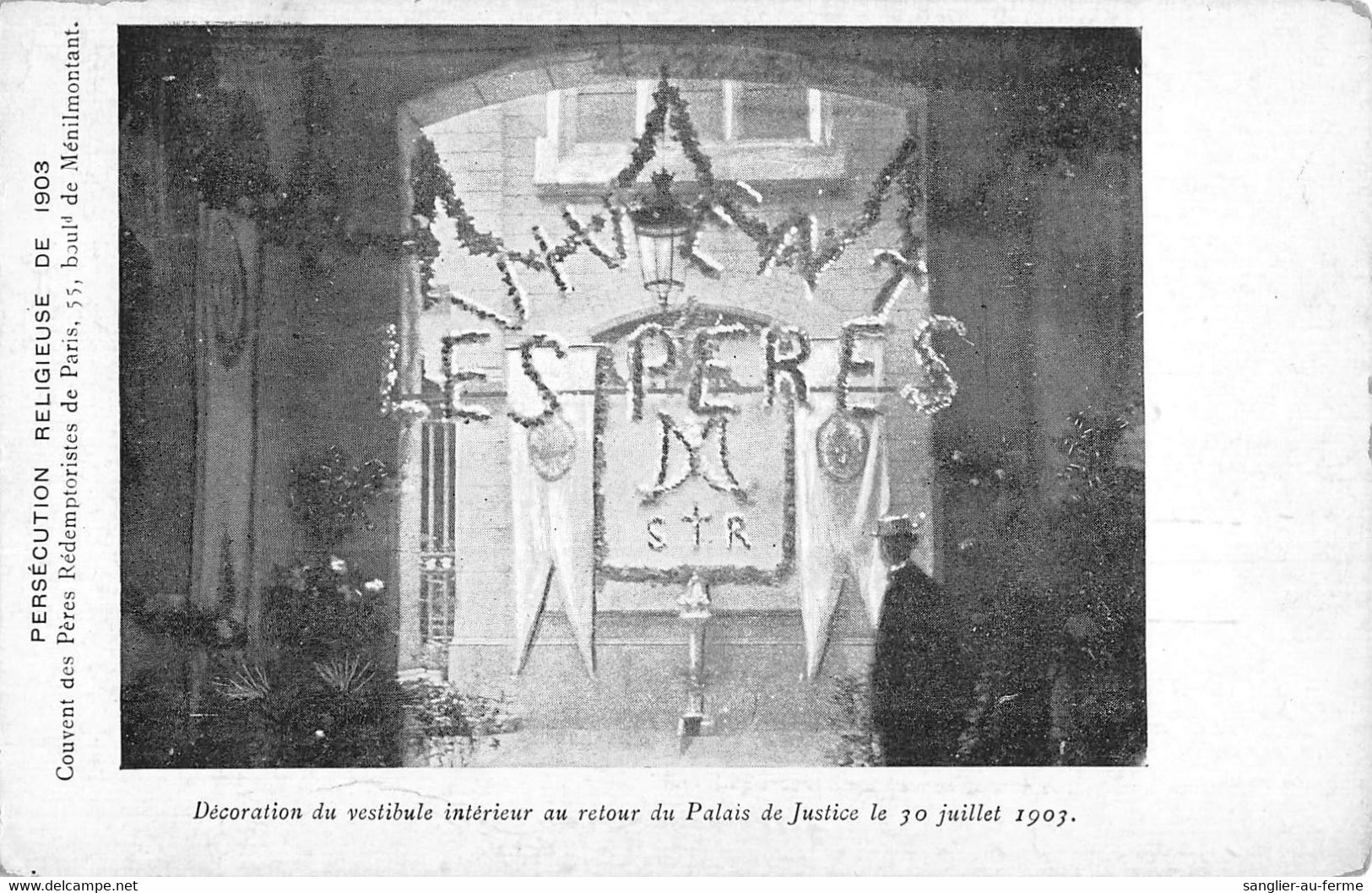 CPA 75 PARIS XIe PERSECUTION RELIGIEUSE 1903 DECORATION DU VESTIBULE INTERIEUR - Distretto: 11