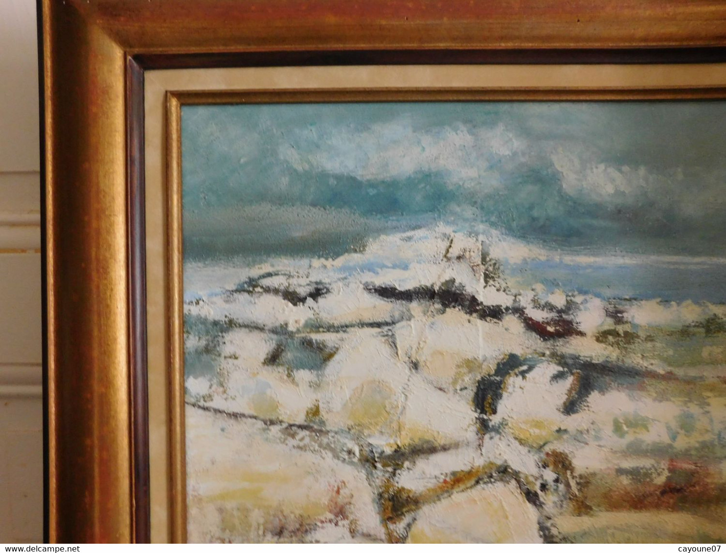 André GEY (XX- XXIème) huile sur toile "Paysage" composition figurative contemporaine