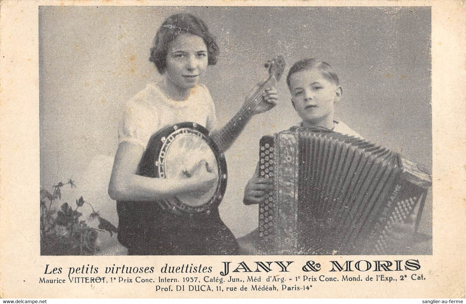 CPA 75 PARIS XIVe LES PETITS VIRTUOSES DUETTISTES JANY ET MORIS RUE DE MEDEAH - Arrondissement: 14