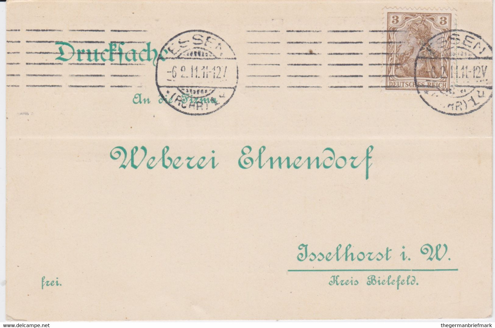 DR Germania Mi 84 Maschinenstempel Essen Ruhr Kte 1911 - Franking Machines (EMA)