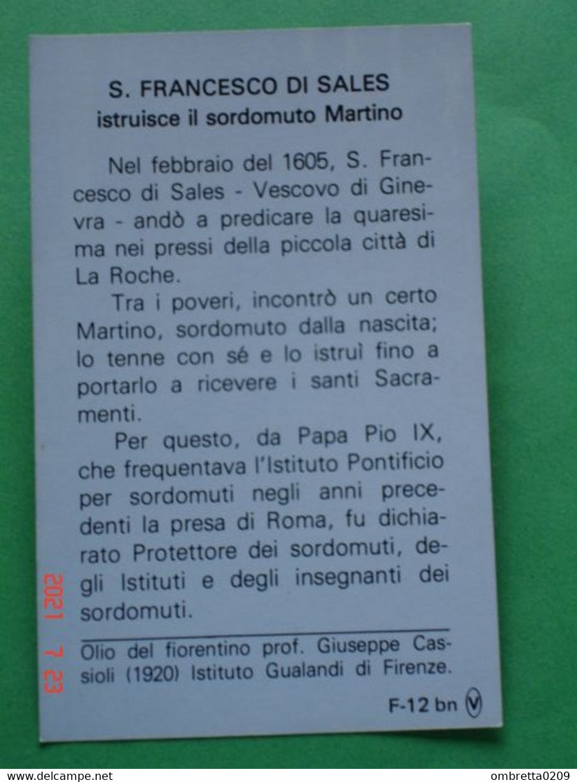 S.FRANCESCO Di Sales Istruisce Sordomuto MARTINO - Santino Quadro 1920 Prof.Giuseppe Cassioli Istituto Gualandi Firenze - Imágenes Religiosas