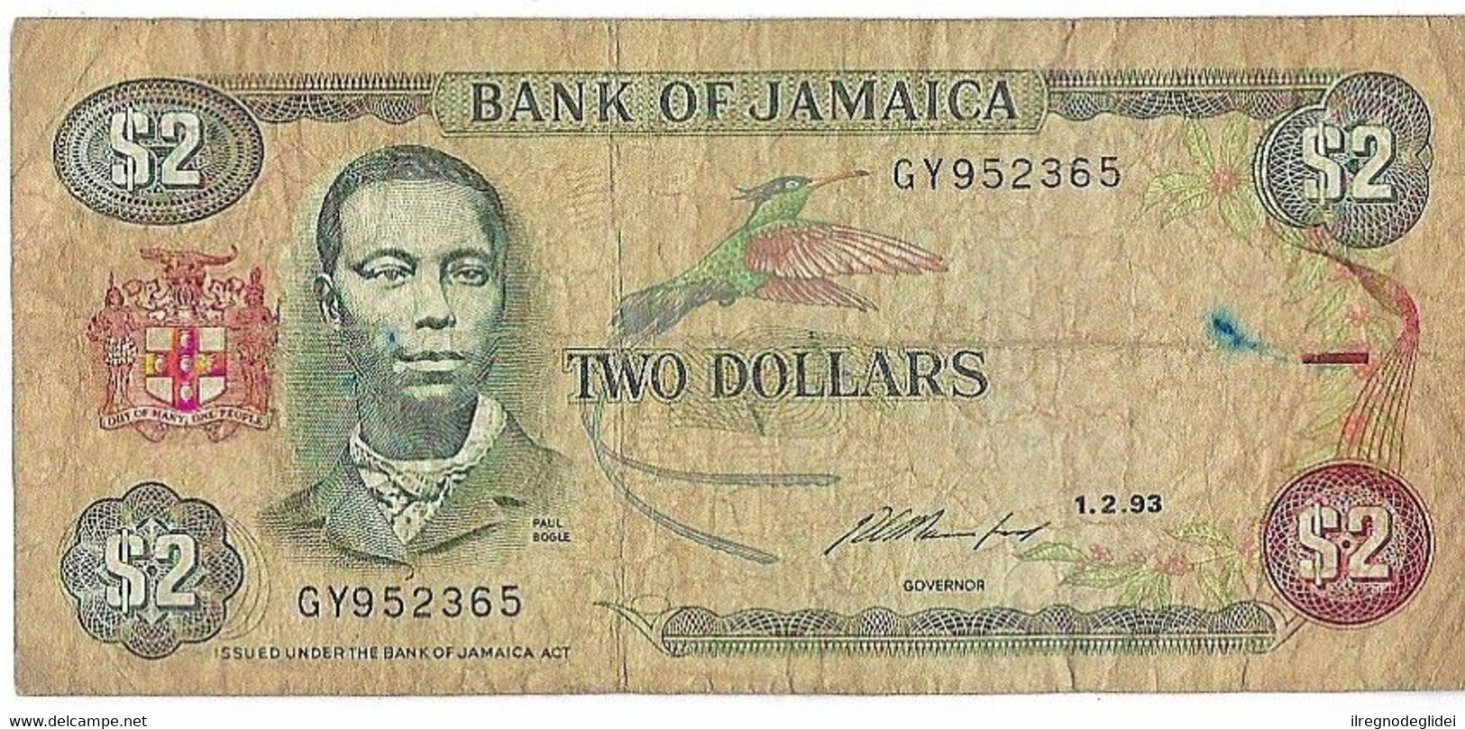JAMAICA - GIAMAICA  $2 2 DOLLARI - WYSIWYG   - N° SERIALE GY952365 - CARTAMONETA - PAPER MONEY - Jamaique