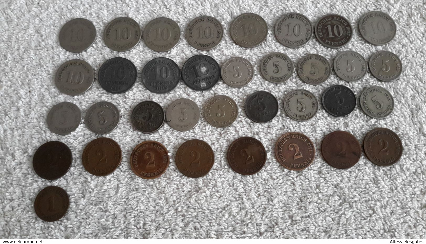 35 X Reichspfennig Deutsches Reich Kaiserreich 10 - 5 - 2 U. 1 Pfennig Stücke - 1914-18