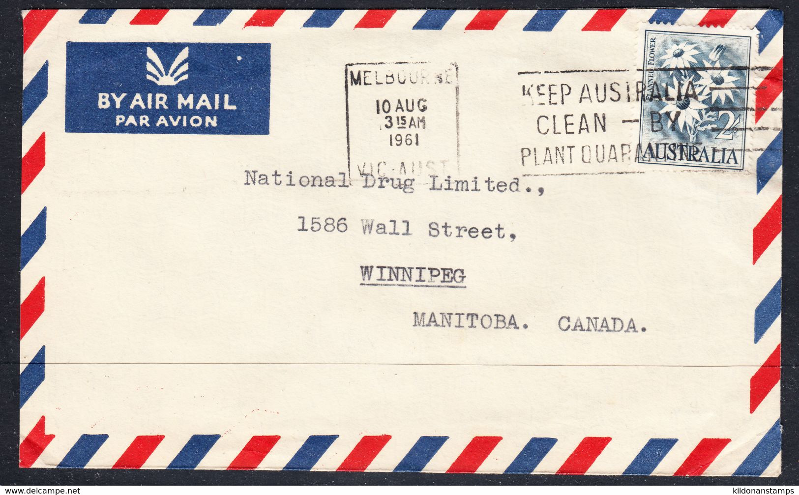 Australia, Postmark Aug 10, 1961 - Storia Postale