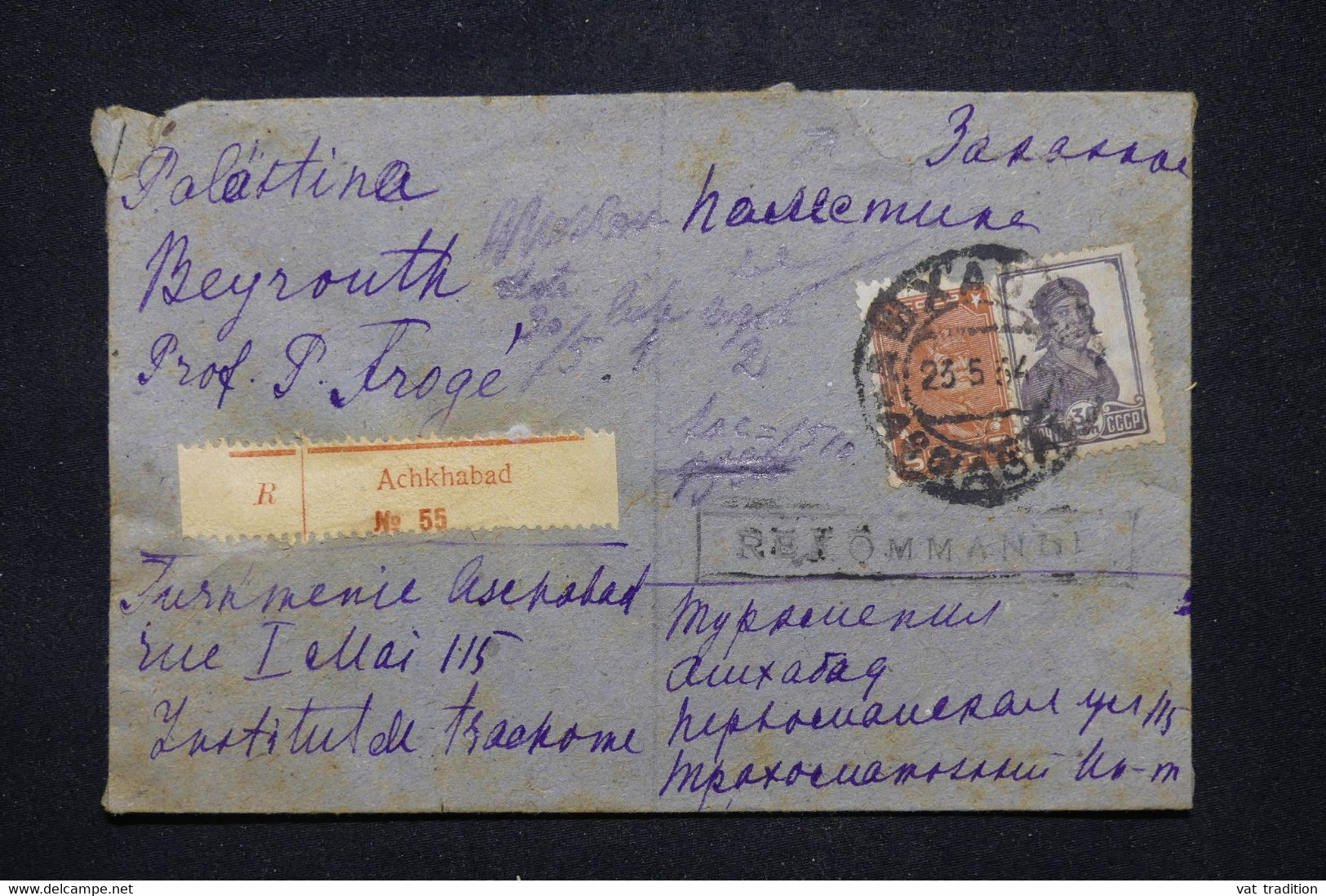 U.R.S.S. - Enveloppe En Recommandé De Achkhabad Pour Beyrouth En 1934 - L 102148 - Lettres & Documents