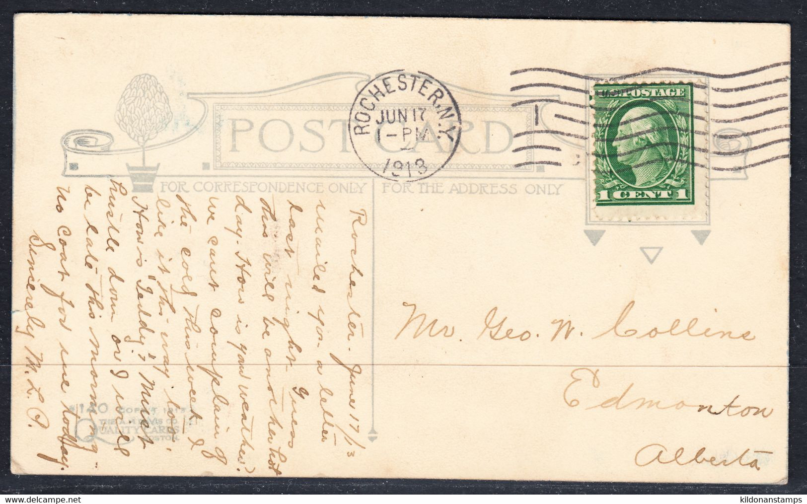 USA Postcard, Postmark Jun 17, 1913 - Lettres & Documents