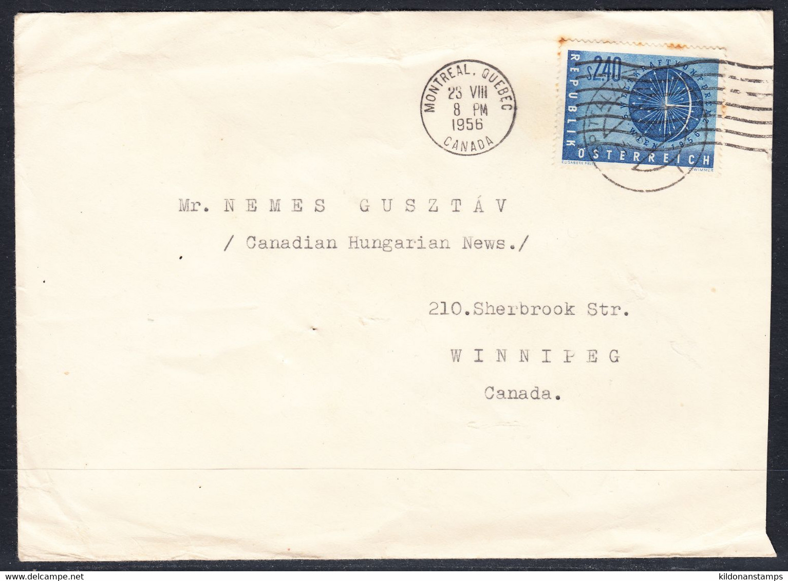 Austria Cover To Canada, Canadian Hungarian News, Postmark Aug, 1956 - Brieven En Documenten