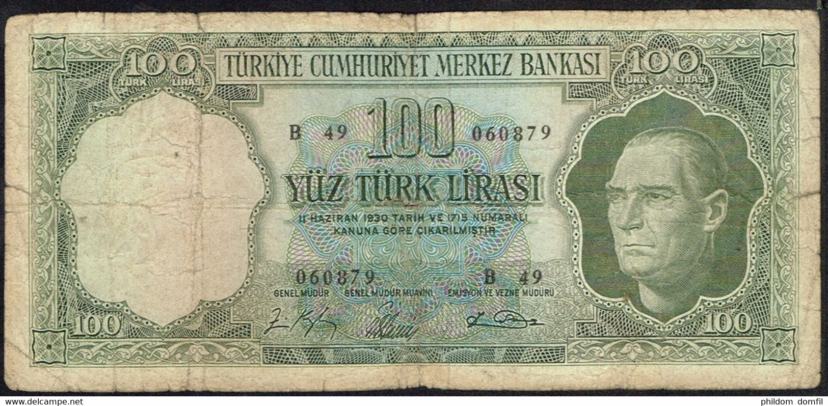 Ref. 4580-5083 - BIN TURKEY . 1969. TURKEY 100 LIRA 1969 - Türkei