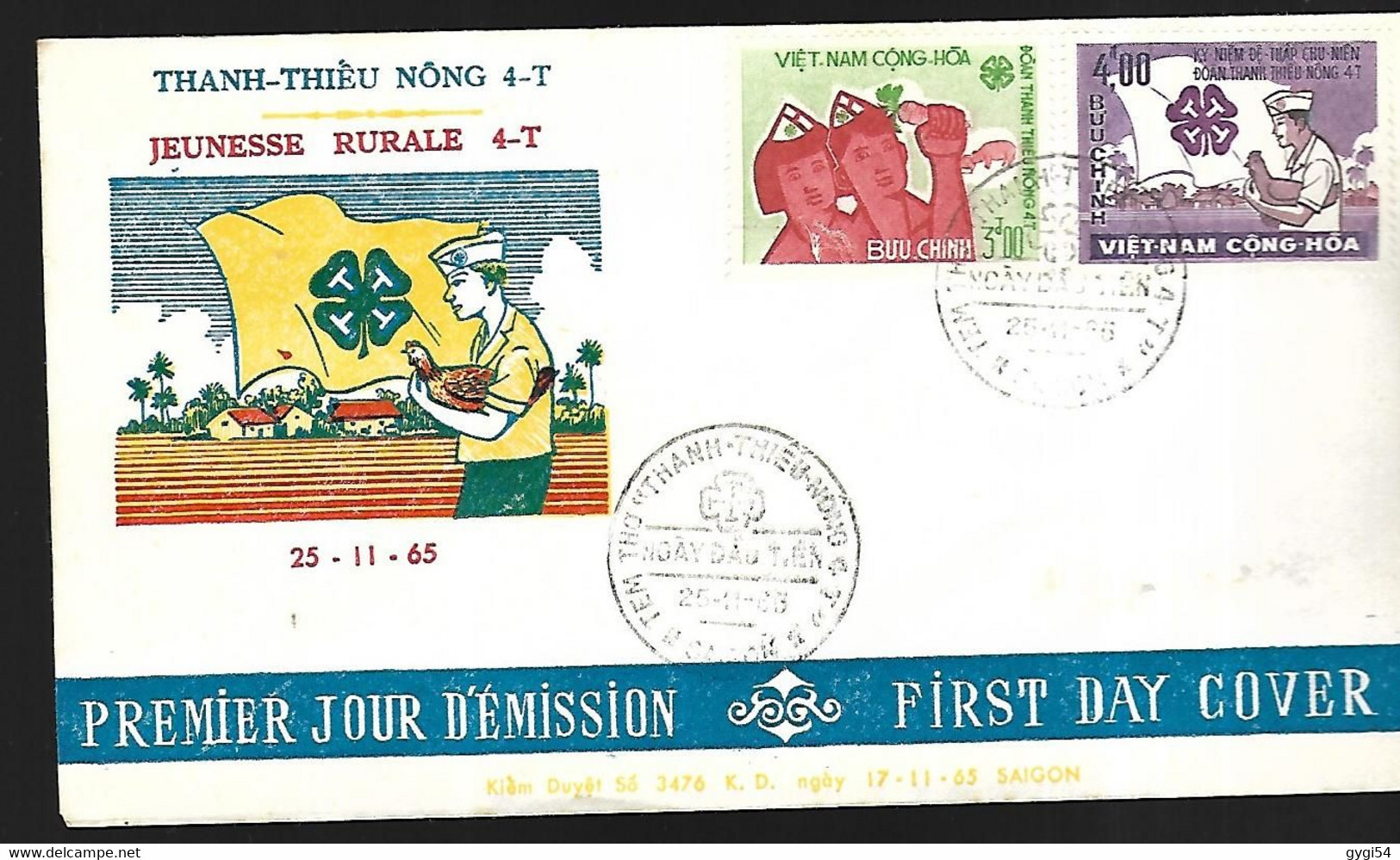 Vietnam  FDC   25 11 1965 Jeunesse Rurale - Vietnam