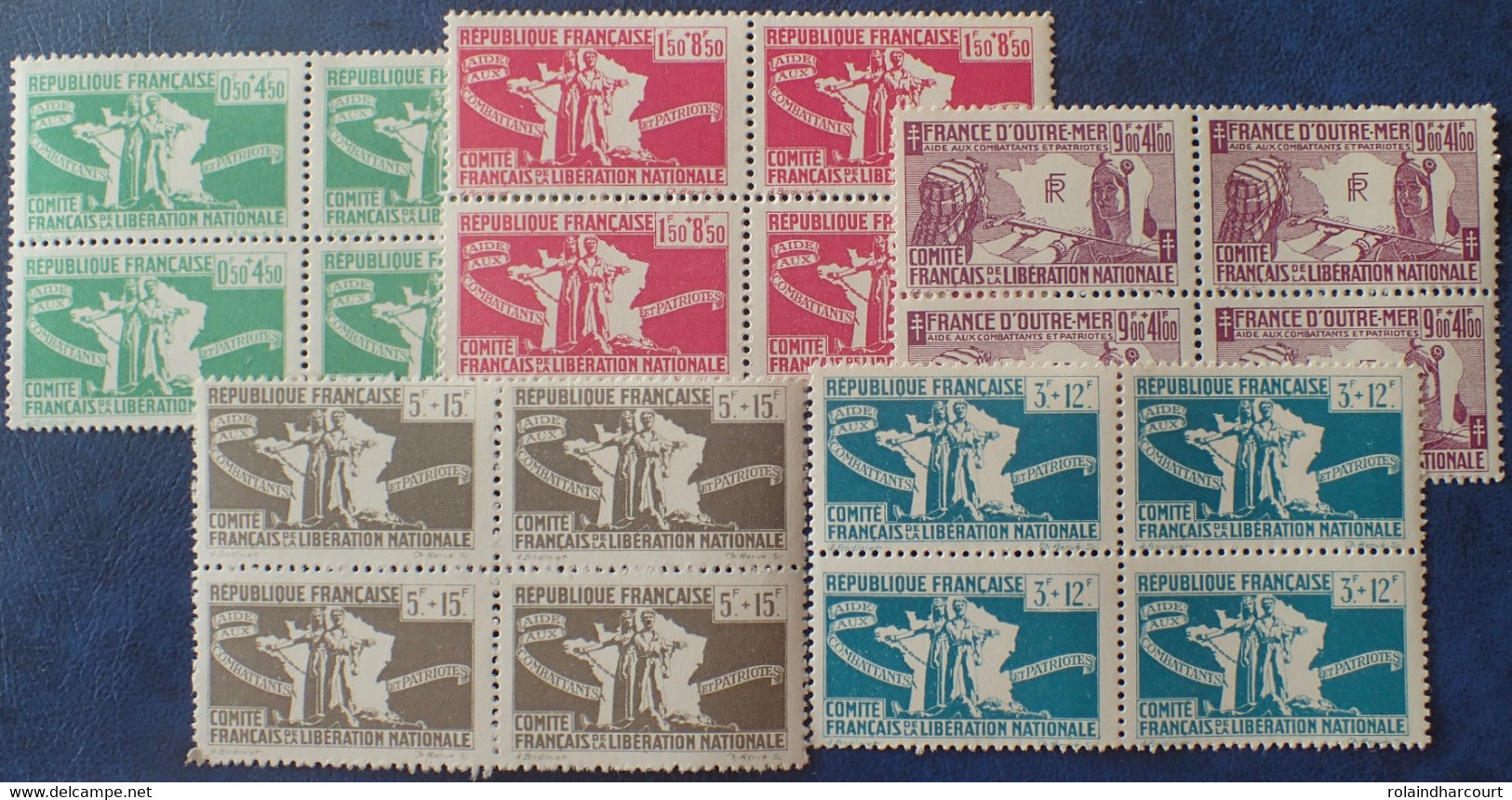 R2269/11 - 1943 - COLONIES FR. - COMITE FRANCAIS DE LA LIBERATION NATIONALE - SERIE COMPLETE - N°1 à 5 BLOCS NEUFS** - War Stamps