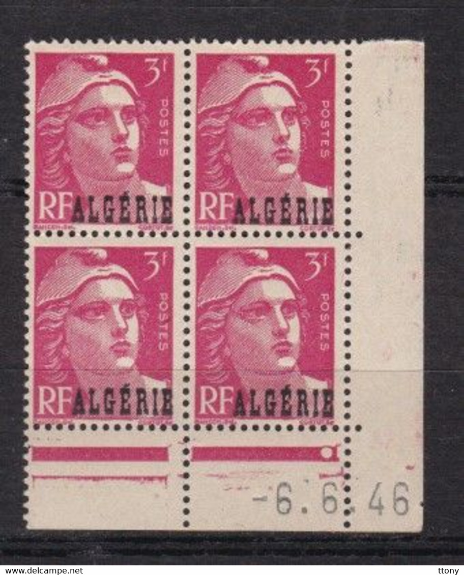 1 Bloc De 4 Coin Daté  6 / 6 / 1946  Type Marianne De Gandon    3 F - Unused Stamps
