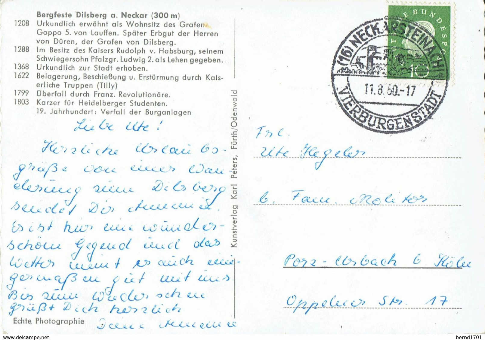 Germany / Bergfeste Dilsberg # Ansichtskarte Echt Gelaufen / View Card Used (f1442) - Neckargemuend