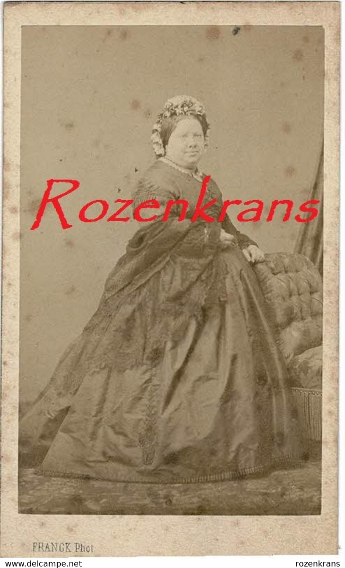 Oude Foto CDV Karton Cabinet Portrait Carte De Visite Photographe Francq Paris Femme Women Costume Old Photo 19e Siecle - Unclassified