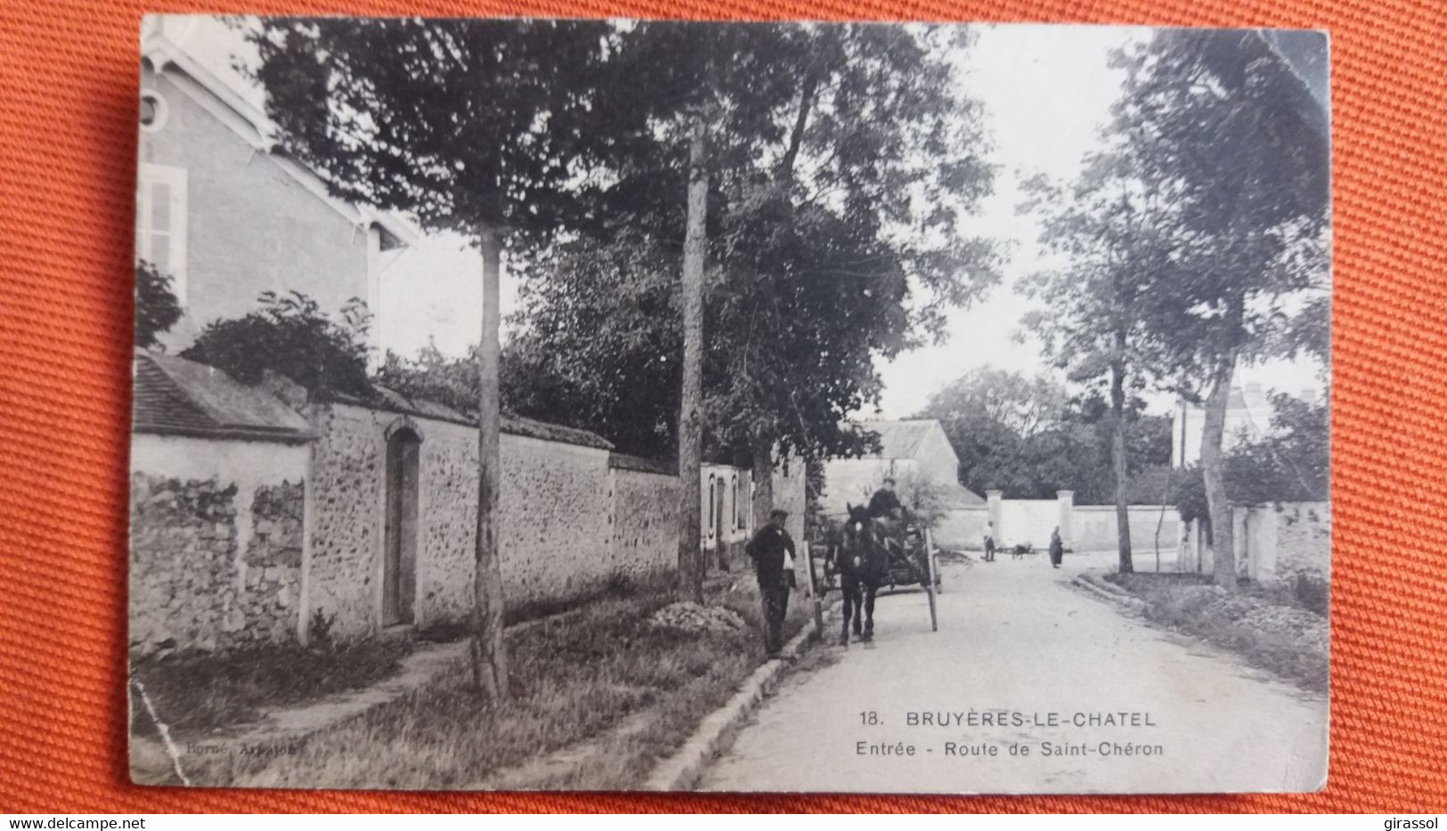 CPA BRUYERES LE CHATEL ESSONNE ENTREE ROUTE DE SAINT CHERON ATTELAGE CHEVAL - Bruyeres Le Chatel