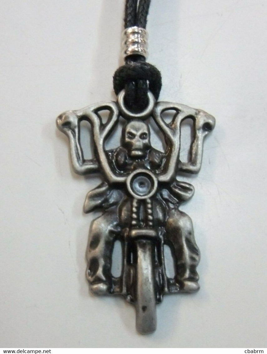 TETE DE MORT Pendentif Métal Avec Cordon Réglable MOTO - Pendentifs