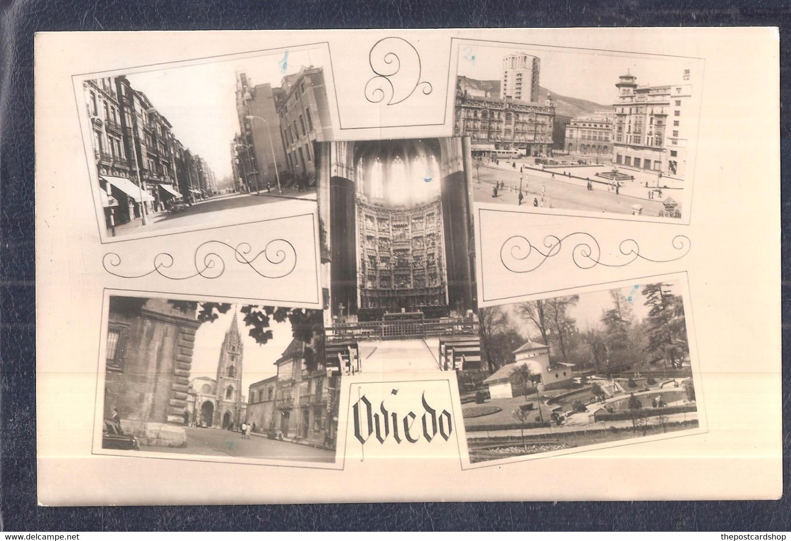 Espagne OVIEDO MULTIVIEW POSTCARD USED WITH STAMP 1961 - Asturias (Oviedo)