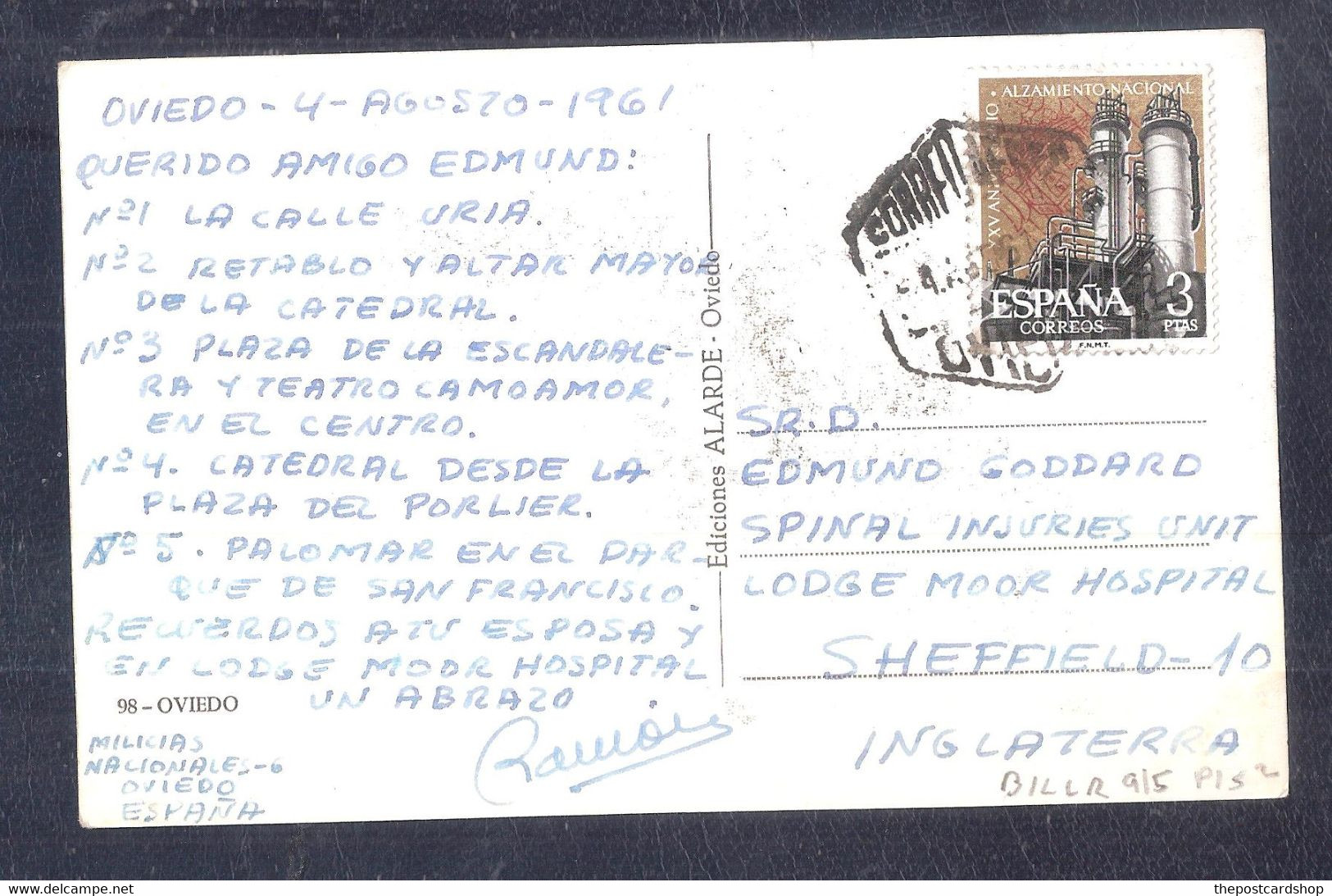 Espagne OVIEDO MULTIVIEW POSTCARD USED WITH STAMP 1961 - Asturias (Oviedo)