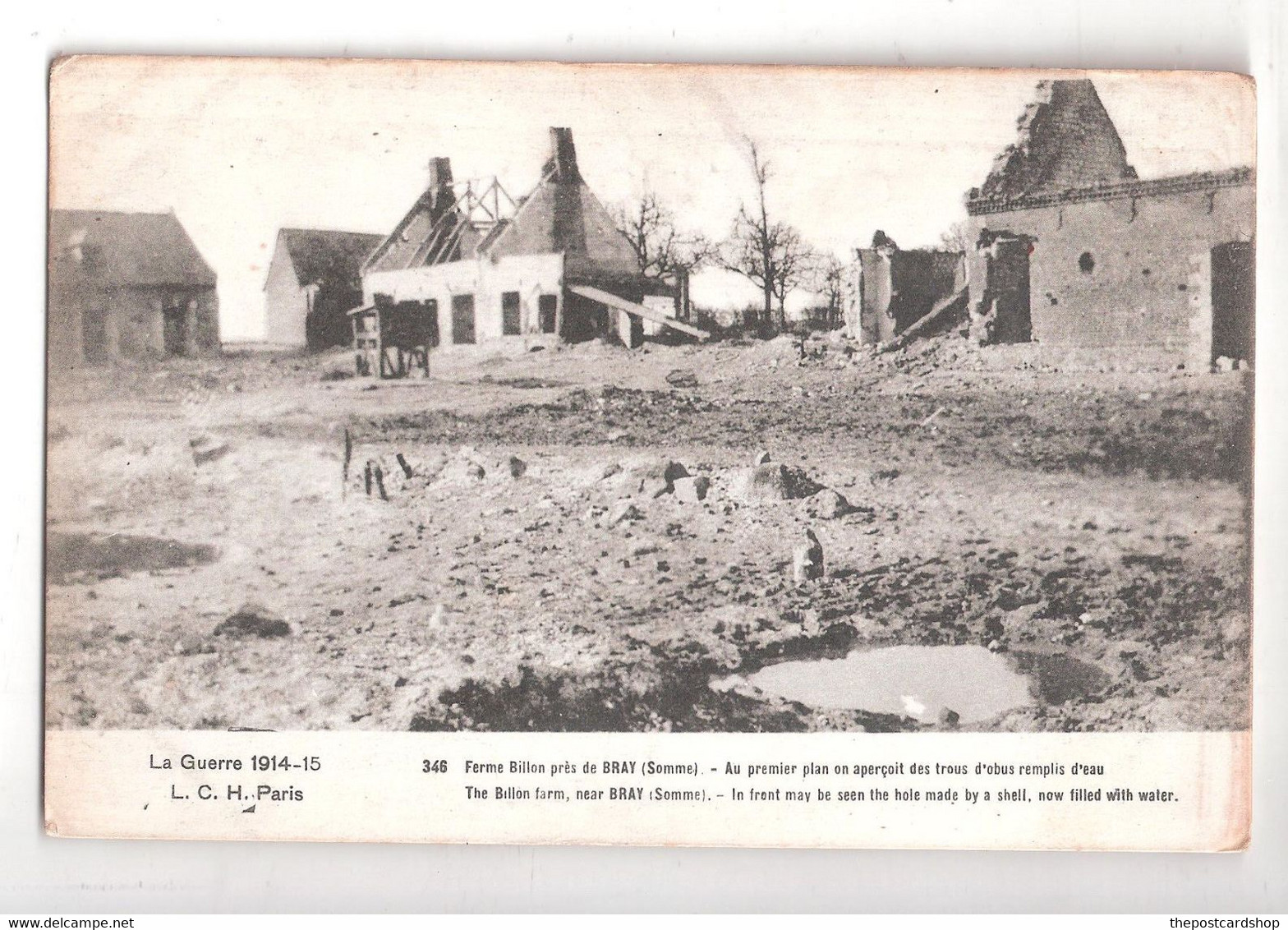 CPA La Guerre 1914- 1915 - Ferme Billon Près De BRAY (Somme) - Au Premier Plan Trous D'obus Remplis D'eau UNUSED - Guerre 1914-18