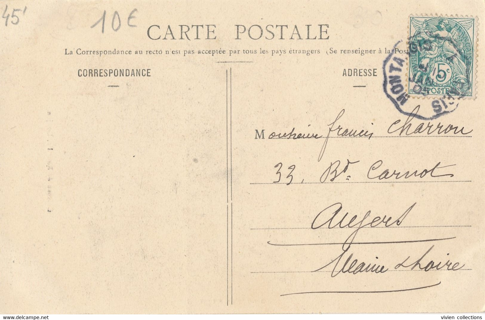 Lot 4 Cartes Oblit. Montargis (45 Loiret) Cachet Convoyeur X 2 Diff. (45 - 75) Montargis à Paris Et Gare CAD 2 Diff. - Bahnpost