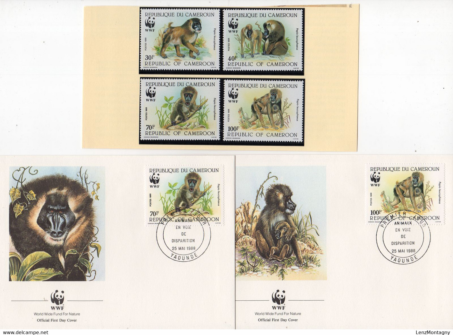 CAMEROUN - 25.5.1988; Animaux En Voie De Disparition TP's Plus 2 FDC's; Lot Nr. 40151 - Camerun (1960-...)