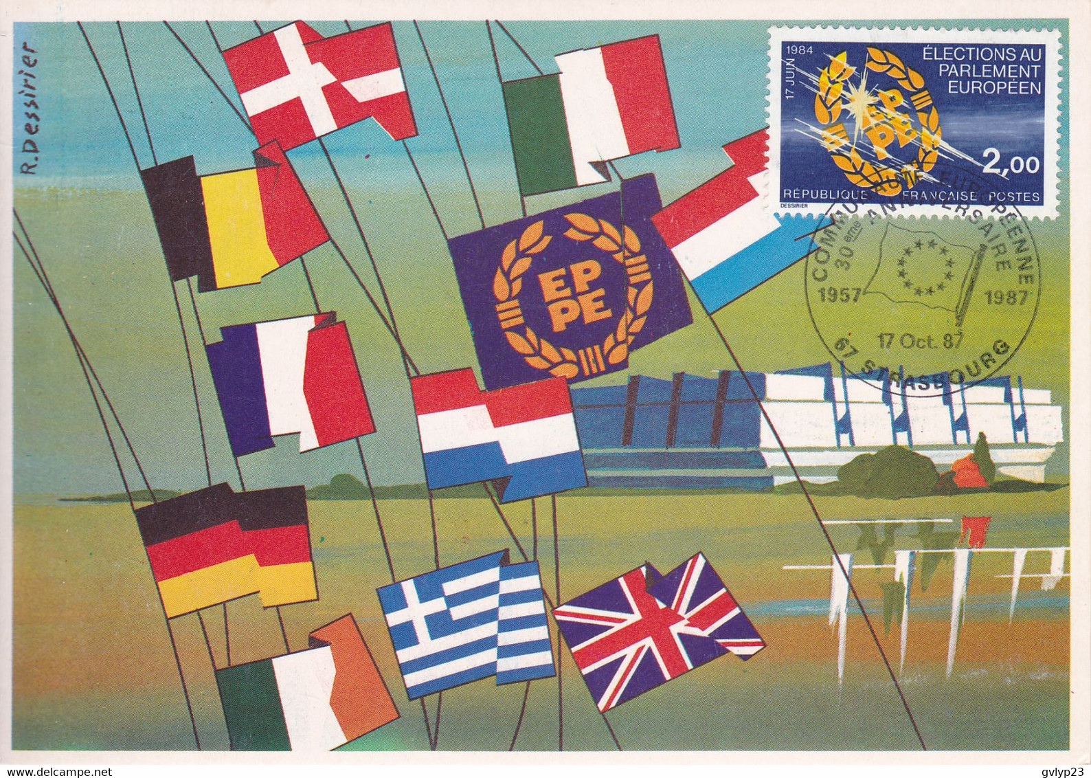 SOUVENIR PHILATELIQUE / COMMUNAUTE EUROPEENNE 30° ANNIVERSAIRE 1957-1987 STRASBOURG 67 /TP N° 2306 EMBLEME PARLEMENT - Cartas & Documentos