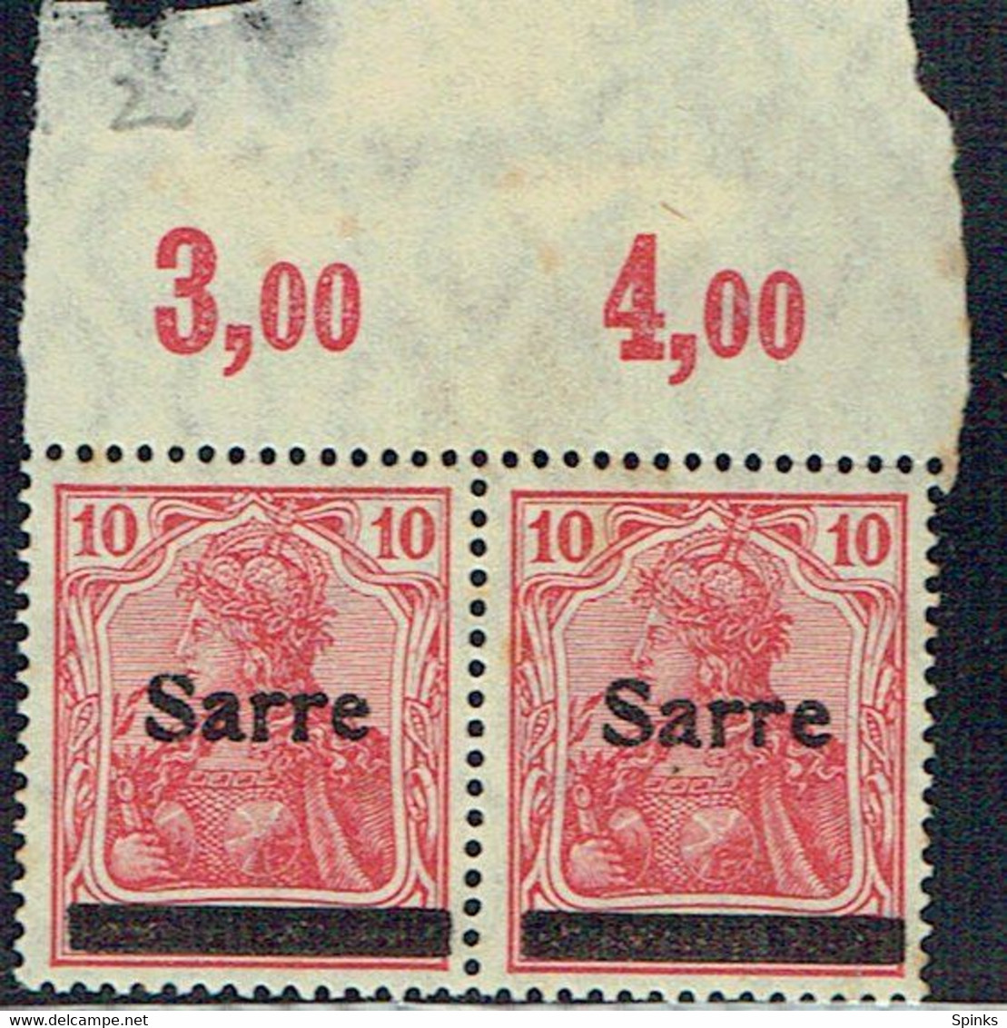 SAAR 1920 Mi 6 Block Of 2 M - Blocks & Sheetlets