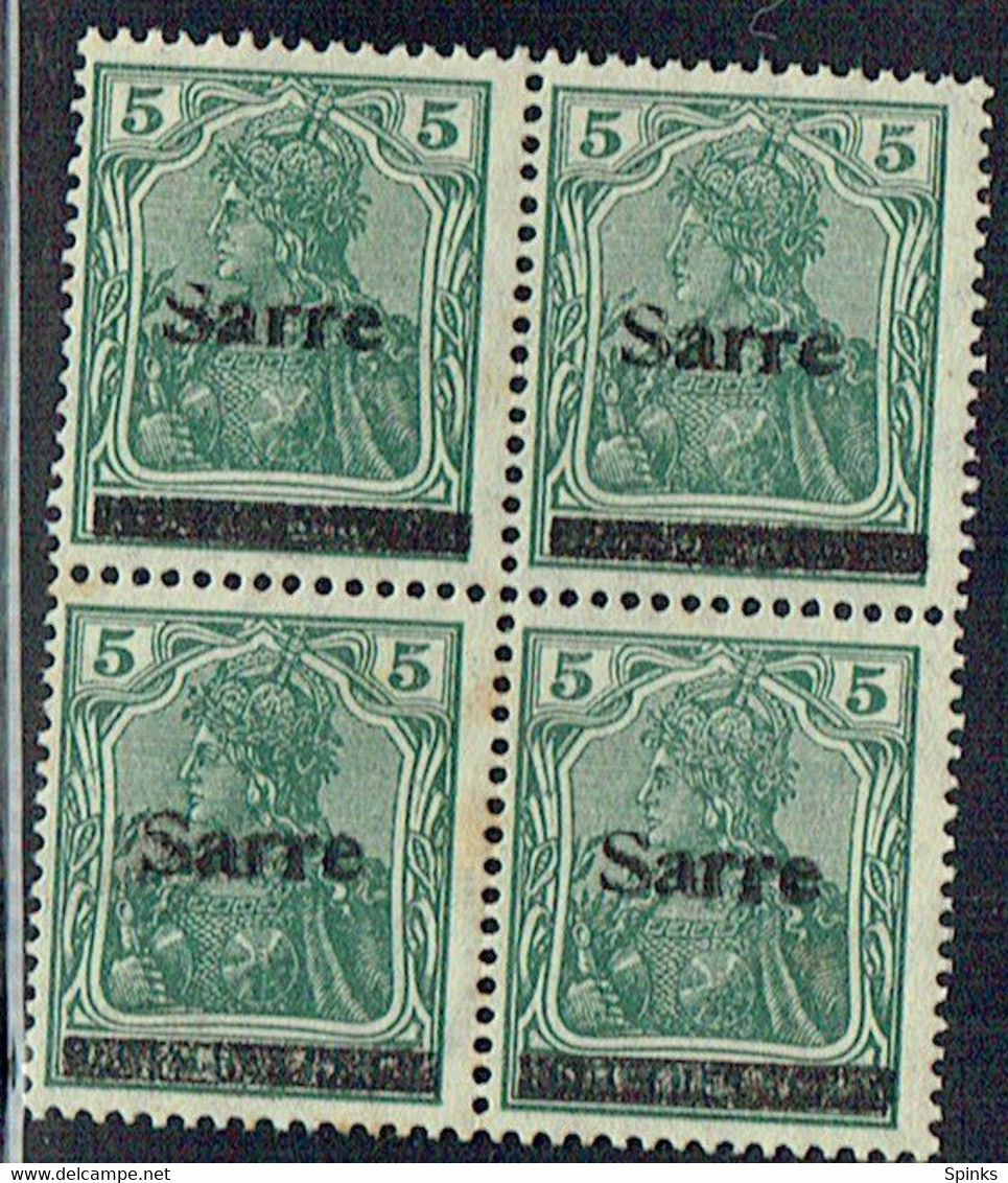 SAAR 1920 Mi 4 Block Of 4 M - Blocs-feuillets