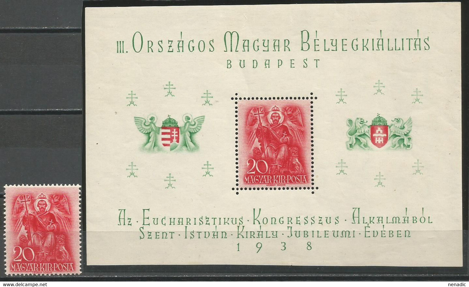 Hungary,900 Years Of Death-St.Stephan 1938.,block+stamp From Block,MNH - Ongebruikt