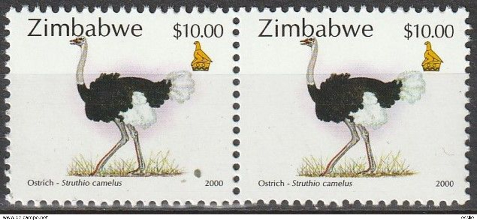 Zimbabwe - 2000 - Ostrich Pair - Zimbabwe (1980-...)