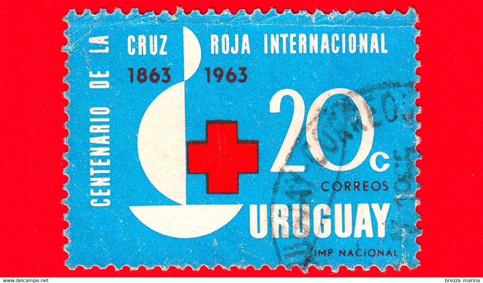 URUGUAY - Usato - 1964 - Cento Anni Della Croce Rossa Internazionale (1863-1963) - Emblema - 20 - Uruguay