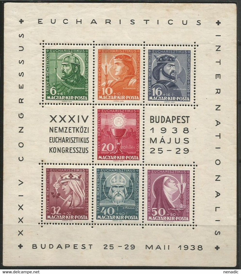 Hungary,Eucharistic Congress In Budapest 1938.,block,MNH - Ongebruikt