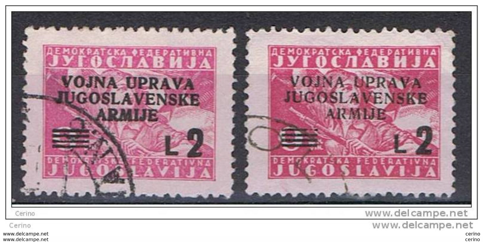 LITORALE  SLOVENO:  1947  OCCUPAZ.  JUGOSLAVA  -  £.2/9 D. ROSA  US. -  RIPETUTO  2  VOLTE  -  SASS. 69 - Occ. Yougoslave: Littoral Slovène