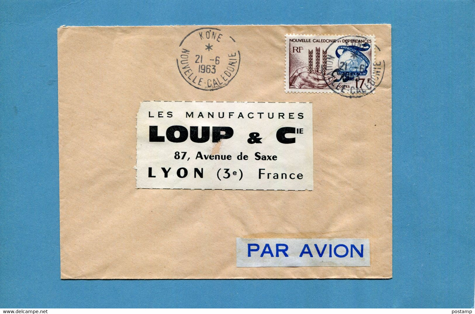 Marcophilie-Nouvelle Calédonie >Lettre-  Cad 1968 KONE -stamps  Thematic*N°307 Campagne Ontre La Faim - Brieven En Documenten