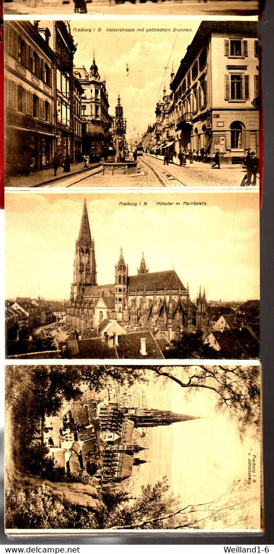 Leporello Freiburg I.Br. Und Umgebung Mit 20 Der Interessanten Punkte, Je 9 X 14 Cm, Um Ca. 1920 - Freiburg I. Br.