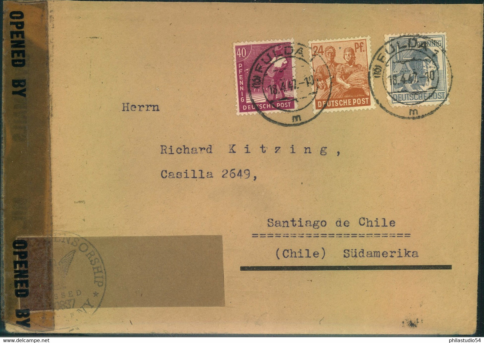 1947, Auslandbrief In MiF Ab FULDA Nach CHILE. Seltene Destination! - Altri & Non Classificati
