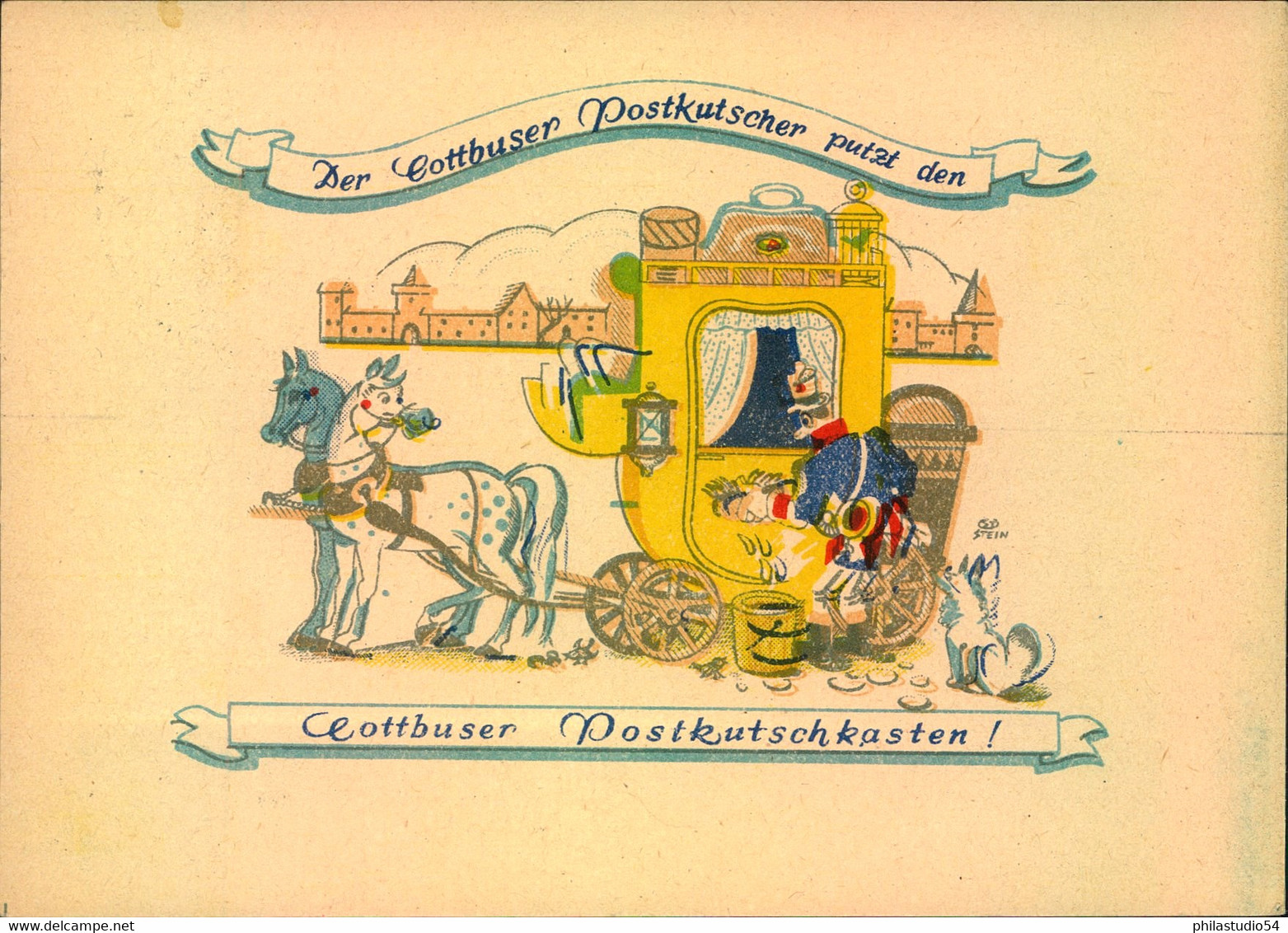 1947, Dekorative Werbekarte Zur Briefmarkenschau In COTTBUS Mit Zusammendruck - Sonstige & Ohne Zuordnung
