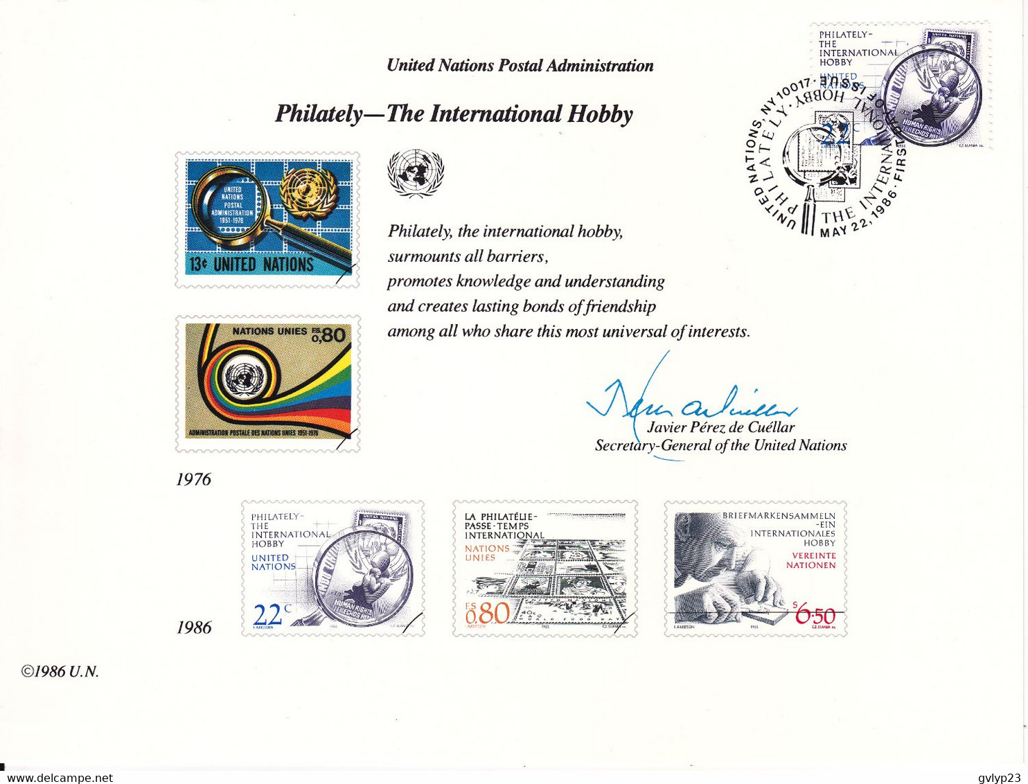 LA PHILATELIE PASSE-TEMPS INTERNATIONAL/ FIRST DAY COVER /6 ENVELOPPES + 4 ENCARTS /NEW-YORK/GENEVE/VIENNE/SUEDE/CHICAGO