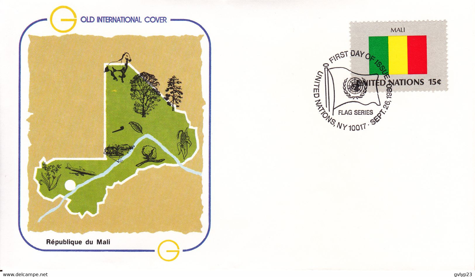 UN LOT DE 5 ENVELOPPES FIRST DAY COVER /DRAPEAUX DES ETATS MEMBRES DE L'ONU ( 1 ) 26.09.1980 - Collections, Lots & Séries