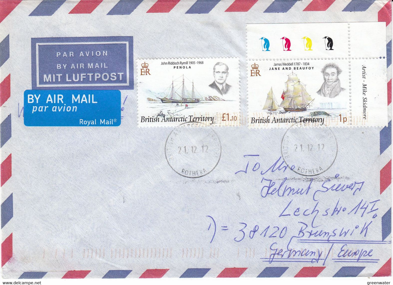 British Antarctic Territorry (BAT)  2012 Cover Ca Rothera 21.12.12 (F8842) - Covers & Documents