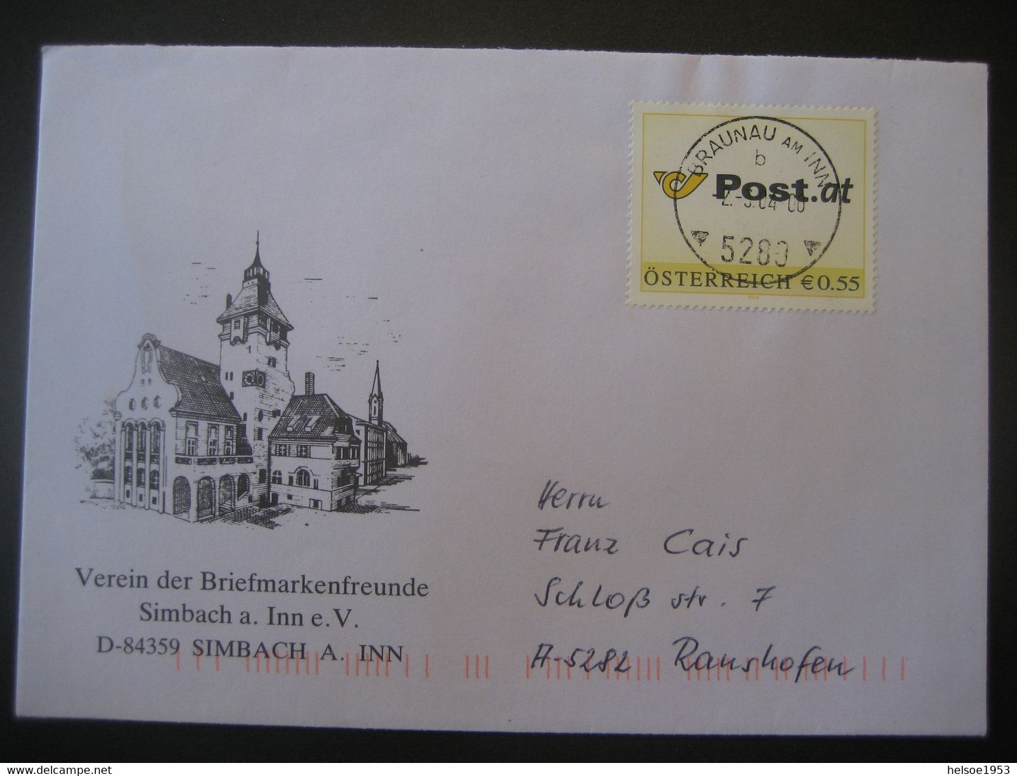 Österreich 2003- "Meine Marke" 1. Ausgabe Post.at Auf Brief Gelaufen Von Braunau Nach Ranshofen, MiNr. 2455 - Lettres & Documents