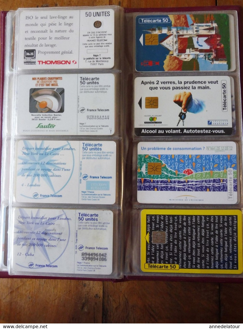 Lot de 48 TELECARTES (Cartes téléphoniques) diverses dans son classeur a pochettes